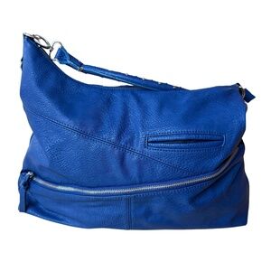 Cerulean Blue Leather Bag, Silver Hardware and Embellishment